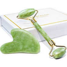 BAIMEI Jade Roller and Gua Sha Tool Facial and Neck Massager Gua Sha Soothes Calms and Relaxes The Skin Eliminates Eye Puffiness