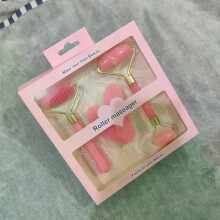 (Pink) 3pcs Set Resin Roller Massager for Face Body Gua Sha Face Care Beauty Health Massage Tool Roller Facial Massager Not Jade Stone