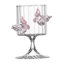 Delicate roze vlinder gegraveerde highballs-Verticaal patroon