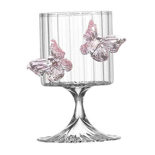 Fascinating Pink Butterfly Highballs Glass-Vertical pattern