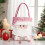 Pink Christmas Drawstring Gift Bag – Polyester, 42x23cm 1