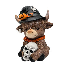 Pumpkin Highland Cow Resin Ornament