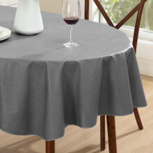 Ovale Vinyl-Tischdecke 60 x 84 Zoll, Flanellrücken, strapazierfähig