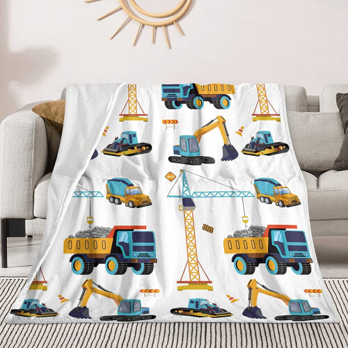Kinderplaid met graafmachineprint – Zachte flanel