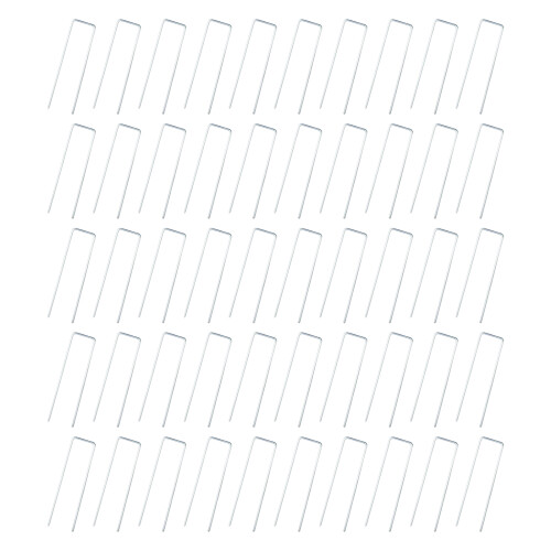 50Pcs U Shaped Garden Ground Pegs with Buffer Washers Stakes-S