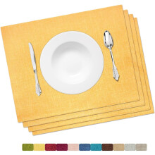 Yellow Cloth Placemats Set of 4, 13x19 in, Heat-Resistant