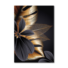 Abstract Gold & Black Leaf Wall Hanging