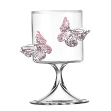 Lovely Pink Butterfly Highballs Glass 250Ml-Flat style.