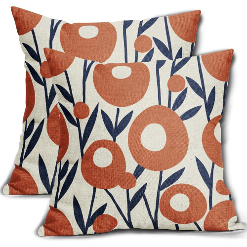 Fodere per cuscini blu navy e arancioni 40x40 cm (2 pezzi)