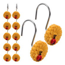 Crochets de rideau de douche tournesol en résine et acier inoxydable (12 pièces)