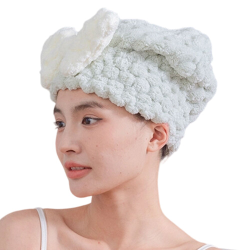 Bonnet de douche Super absorbant pour femmes, séchage-Vert