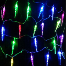 Kerstverlichting op zonne-energie met ijspegelmotief, 5m of 6,5m, warm wit.