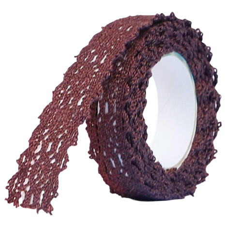 Ruban adhésif en dentelle coloré 1,7 m, ruban adhésif en-brun