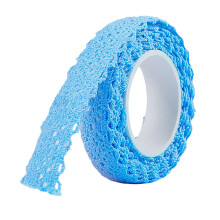 Ruban adhésif décoratif en dentelle, 1.7M, tissu adhésif-Bleu