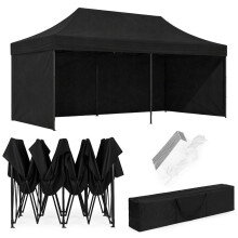 Carpa cenador automática para eventos de jardín de 3x6 m, color negro.