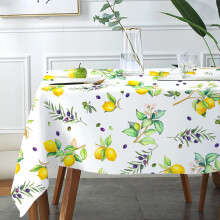 Tischdecke aus Polyester mit Zitronenmuster, wasserfest, 152 x 259 cm