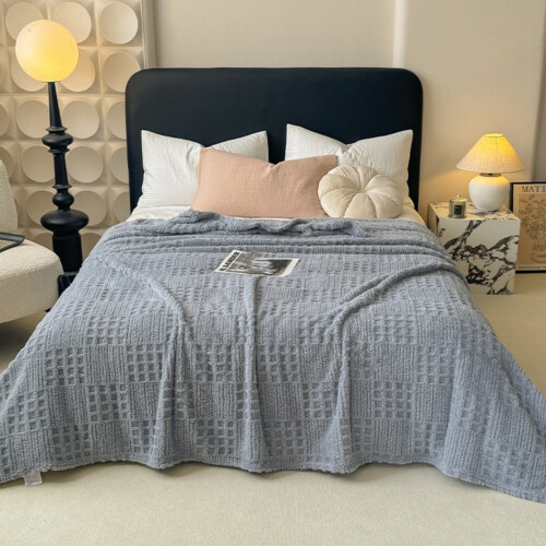 Waffle Jacquard Blanket 100x150cm Blue