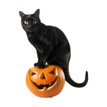 Black Metal Cat Garden Stake with Witch Hat Halloween Decor