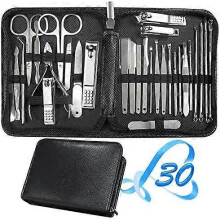 30-in-1 Manicure Set with Nail & Toenail Clippers, Pedicure Kit, Travel-Friendly Nail Tools (Black)