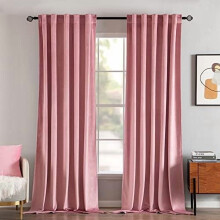 Velvet Curtains 2 Panels W52" x L80" Blush Pink