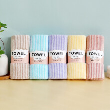 Blue Striped Face Towel, Coral Fleece, 25x75cm, 1pc