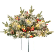 Árbol de Navidad artificial preiluminado con bayas rojas, 45 cm (18 pulgadas)