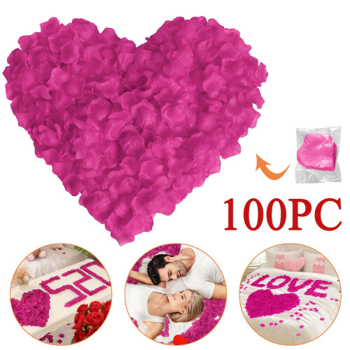 100 Artificial Burgundy Rose Petals Silk Decor