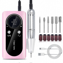(Pink) 45000RPM Professional Nail Drill Manicure Pedicure Set for Hand & Foot Gel Nail Shaping Buffing Removal