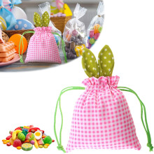 Bolsas de regalo de conejito de Pascua, bolsitas de terciopelo con cordón, 5,9 x 6,5