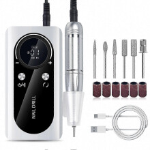 (White) 45000RPM Professional Nail Drill Manicure Pedicure Set for Hand & Foot Gel Nail Shaping Buffing Removal