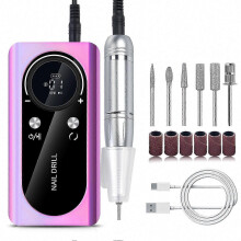 (Purple) 45000RPM Professional Nail Drill Manicure Pedicure Set for Hand & Foot Gel Nail Shaping Buffing Removal