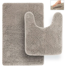 Chenille Bath Mat 21x32in + 20x22in Beige (2 pcs)