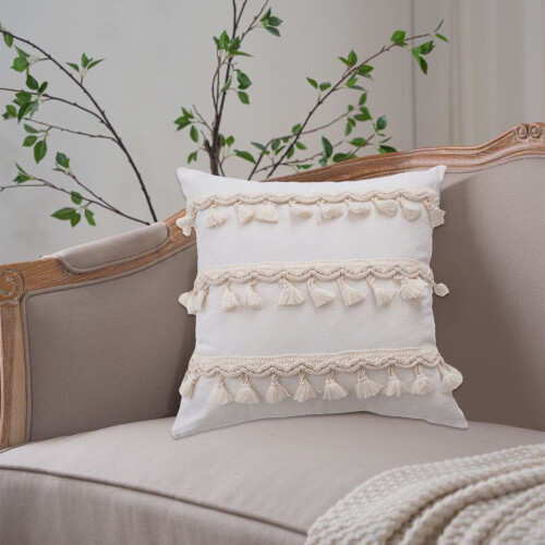 Decoratieve kussenhoes van polyester, beige, 45x45 cm