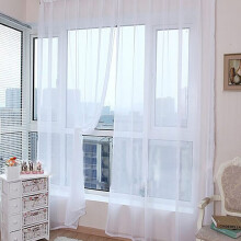 White Voile Sheer Curtains 200cm x 80cm, 2 Panels
