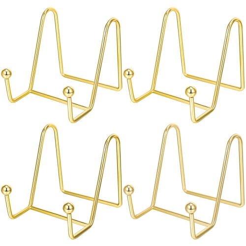 Conjunto de 4 Suportes para Fotos em Metal Dourado, 7,6 cm (3 polegadas)