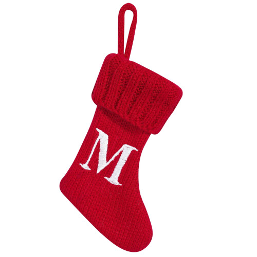 Roter Weihnachtsstrumpf mit gesticktem Anfangsbuchstaben, Polyester, 9,5