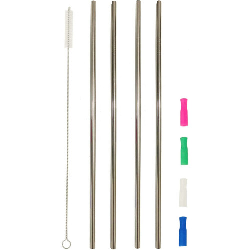 Metallsugrör i rostfritt stål, 12 tum, 4-pack
