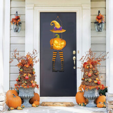 Halloween Hanging Sign – Pumpkin & Witch Hat, 1 Set