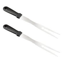 Garfos para churrasco com cabo ergonômico, aço inoxidável, 2 unidades