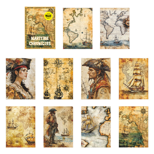 Seafaring Exploration Decorated Sheets 10pc-4 charts of 4
