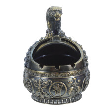 Decorative Vintage Ashtray Golden Iron Windproof Lid for Home Use
