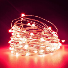 Luzes de fada LED com fio de cobre, 50 LEDs, 5 m, alimentadas por bateria.