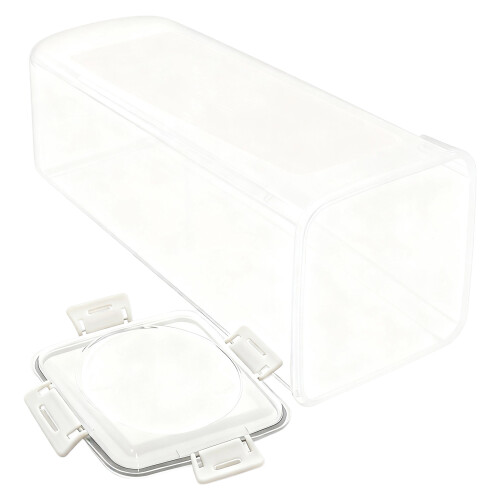 Kitchen Counter Bread Case Clear Window Slide Out Tray-White