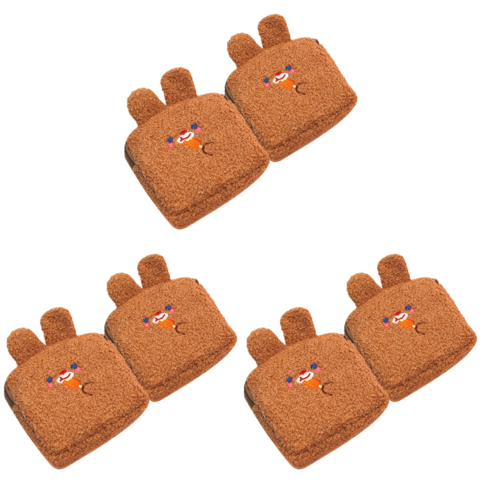 Villcase Light/Brown 6Pcs Plush Coin Purse Period Pouch Tampon Holder Girls