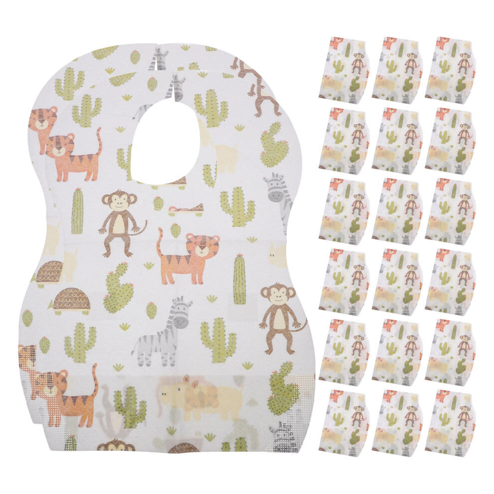 100Pcs Absorbent Disposable Baby Bibs with Food Catcher Soft Non-Woven