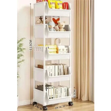 Étagère de rangement mobile en plastique avec roulettes