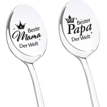 Paascadeau voor de verjaardag van ouders, cadeau voor volwassenen, 2 gegraveerde koffielepels, Beste mama en papa ter wereld, duidelijk gegraveerde