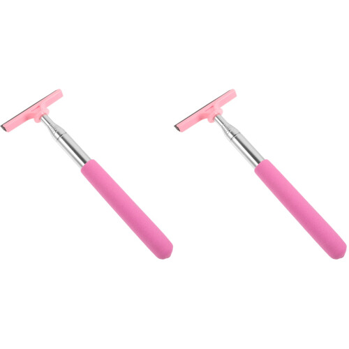 2Pcs Car Windshield Squeegee Tool Pink Telescopic Side Mirror Cleaner