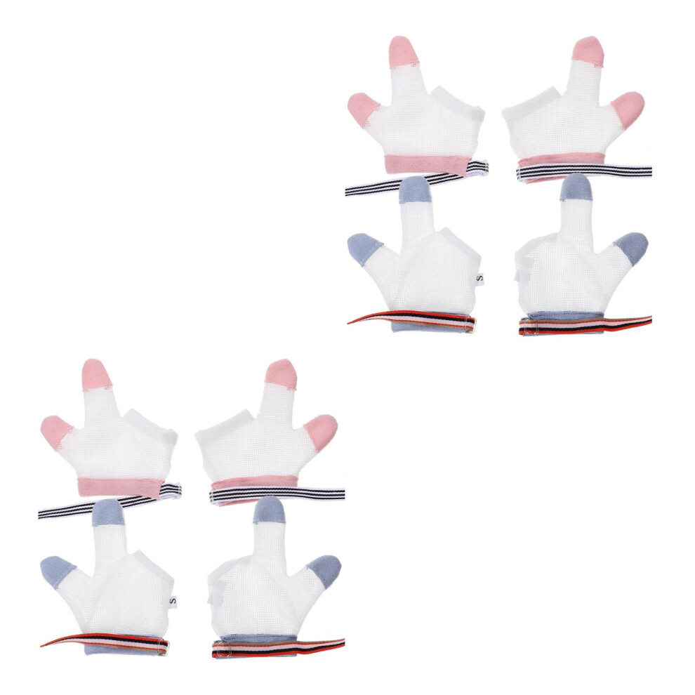 4Pairs Baby Finger Sucking Stop Gloves Skin-Friendly Protective Gloves Vaguelly