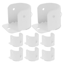 8Pcs White Metal Curtain Rod Flange Brackets Side Mount Rod Holder Set